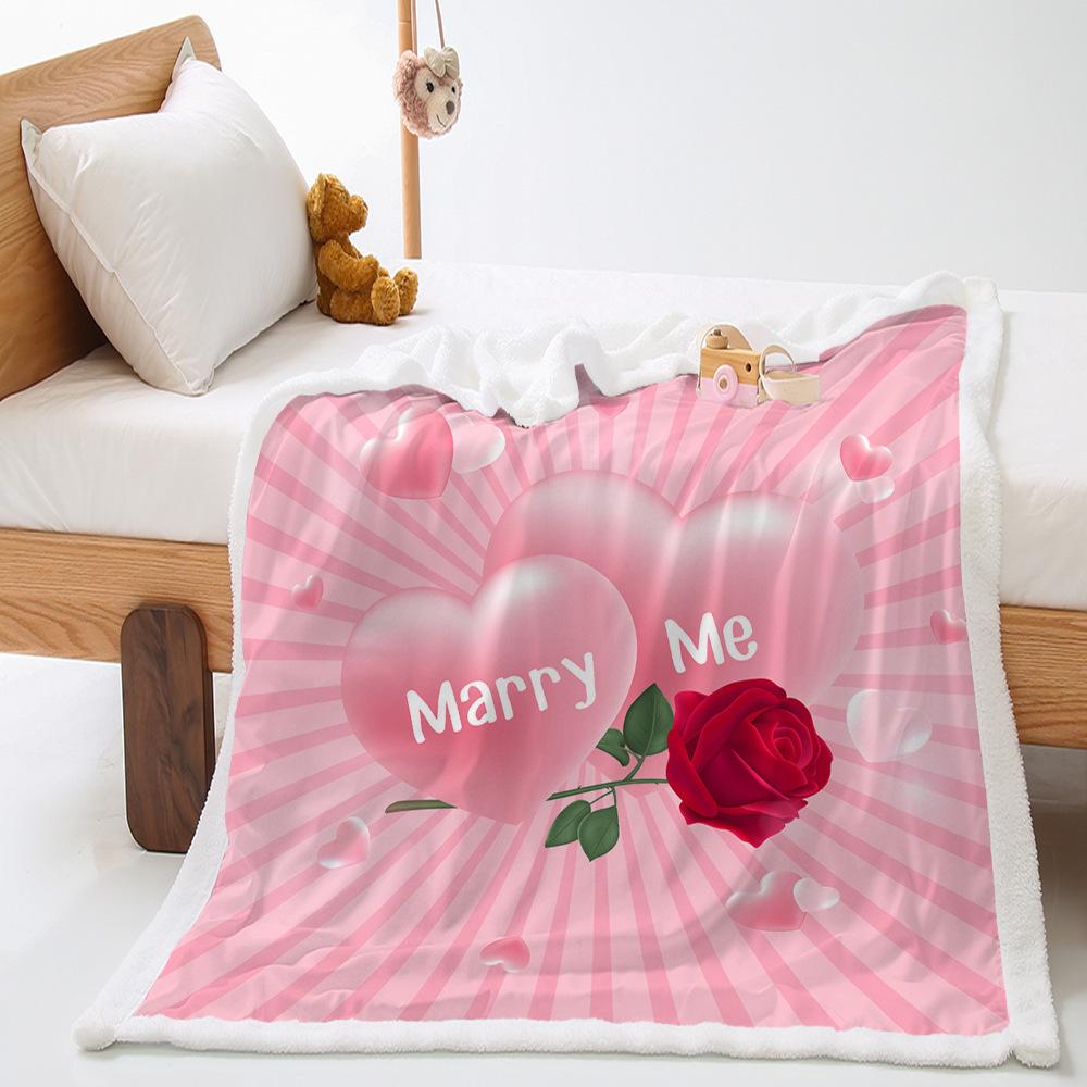 2D digital printing Valentine's Day thickened lamb wool crystal fleece blanket blanket