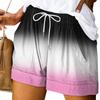 Lässige Shorts für Damen 2025 Sommer Neue Gradienten-Shorts Europäisch und Amerikanisch Hochtailliert Zum Schnüren Locker Twill Weitbein-Hose