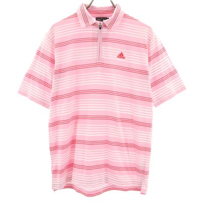 Adidas Border Golf Short Sleeve Half Zip Shirt M Pink Men's Used