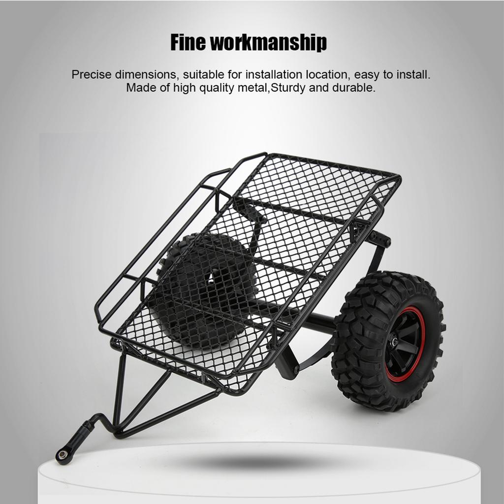 Metal Model Car Small Trailer Fit for Traxxas TRX4 Axial SCX10 RC4WD D90 CC01 1 10 RC Truck