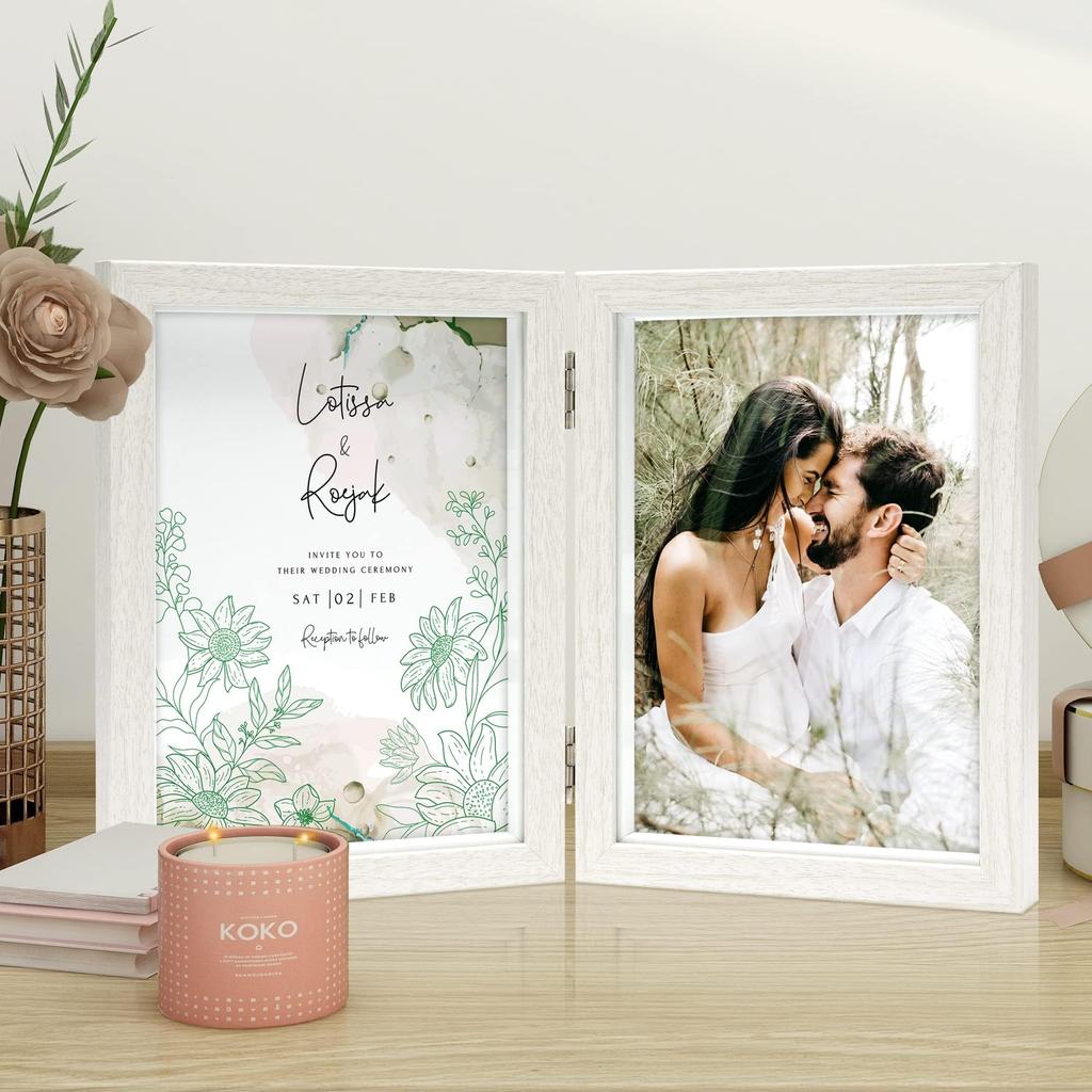 Afuly Photo Wedding Present Frame, 2-Sided, 2L, White, Stylish, Vertical, Wall-Mounted, Wedding, Gift, Anniversary, Birthday, Present, Valentine's
