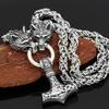 Nordic Herren 316L Edelstahl Wikinger Wolfskopf Stahlkette und Thors Hammer Mjolnir Anhänger Halskette Wikinger Herren Amulett Schmuck Geschenk