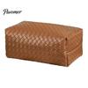 Wear-resistant Tissue Box PU Leather Box, with Smooth Paper Outlet Opening, Luxury Case Soft Rounded Weaving Surface Holder for Home Car High-end