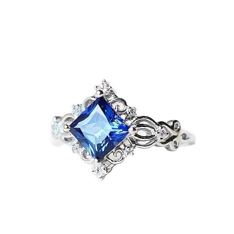 Wish Hot Sale Blue Synthetic Zircon Ring, Stylish Women's Holiday Pattern Ring