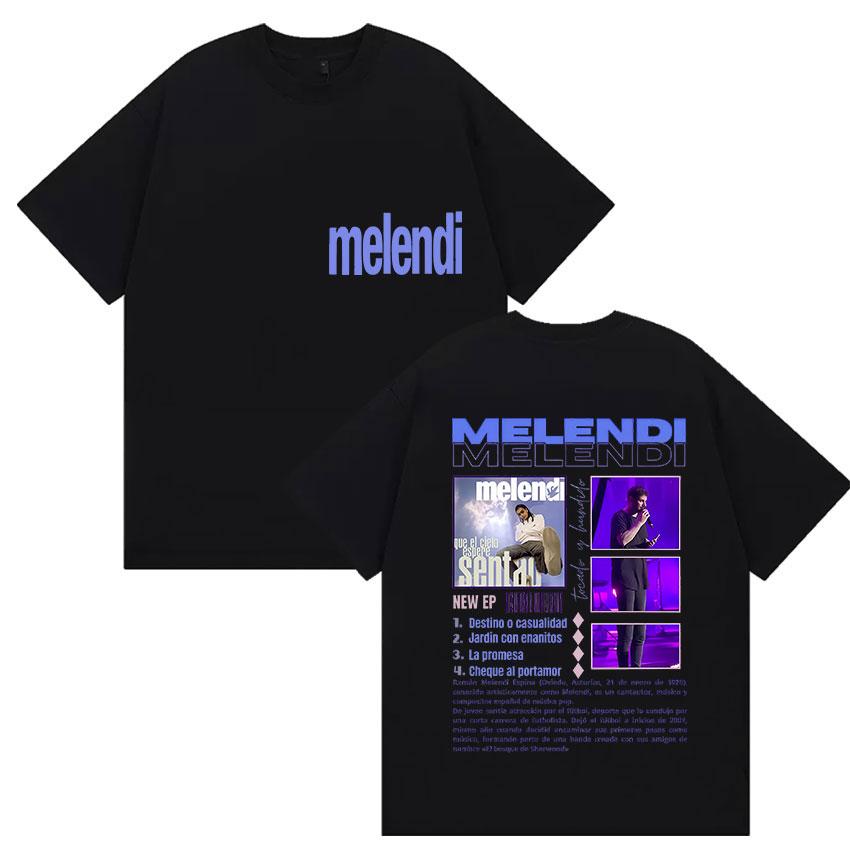 

Rap Singer Melendi Album Tour 2025 Summer Items for Men Women Hiphop Pop Fans Short Sleeved Casual Cotton Tshirt Street Wear S
