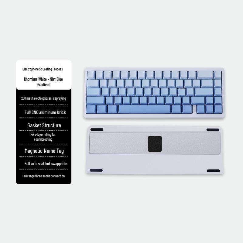 Ultra-Thin Bluetooth Mechanical Keyboard - Three-Axis Design, Office Gasket Structure, PBT Keycaps, Aluminum Build, Portable for Tablets