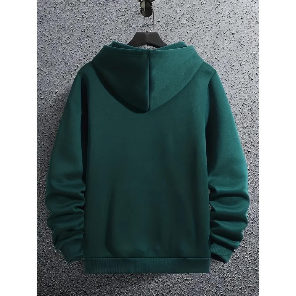 Men's Lined Long Sleeved Zipper Jacket Hooded Sweatshirt, Suitable for Daily Wear, Suitable for All Seasons, Available in Multiple Colors and Sizes