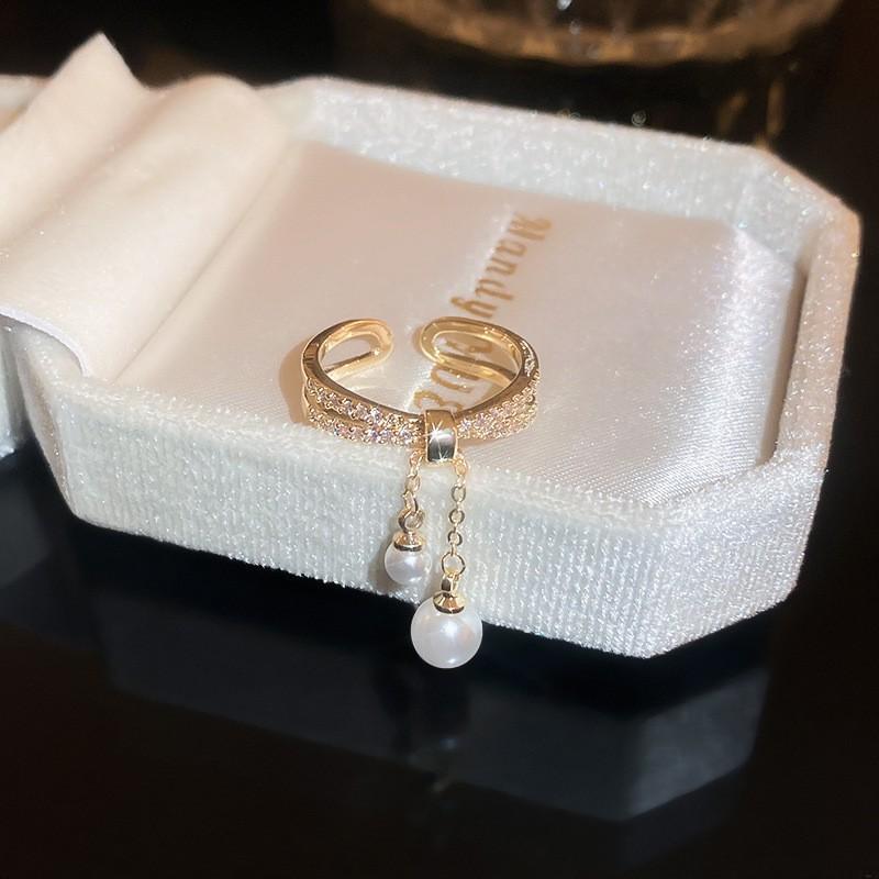Freshwater Pearl Bodhi Splicing Elastic Ring Baroque Personalized Index Finger Ring Fashion Girlfriend Versatile Jewelry Wholesale
