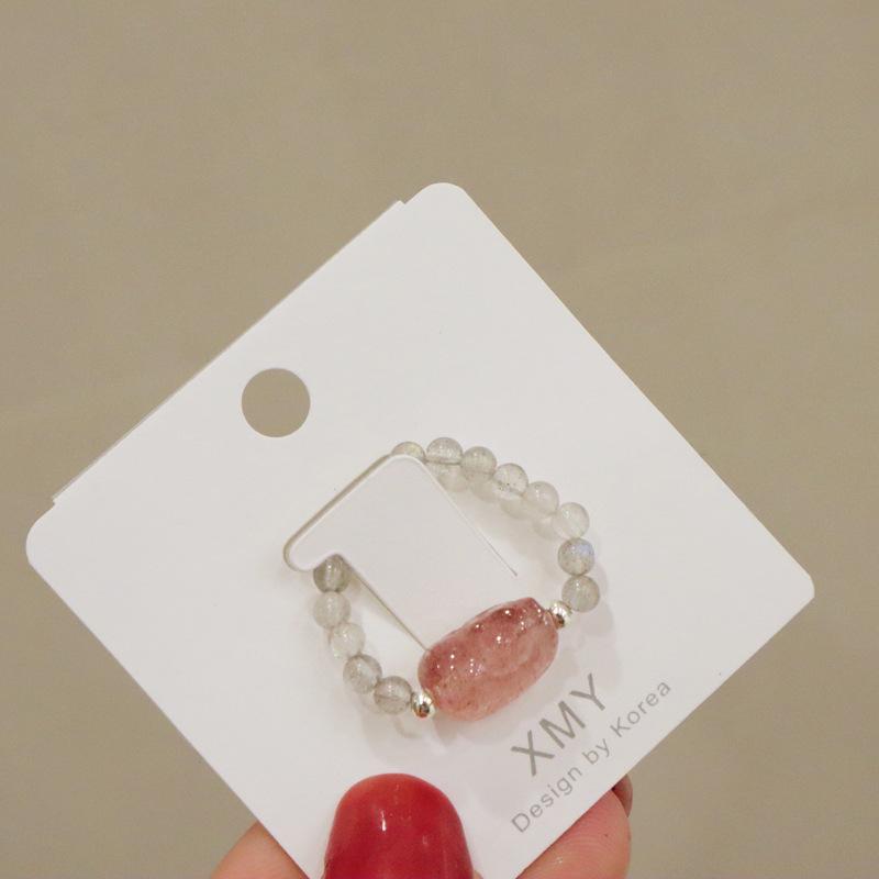 Natural Crystal Pearl Tourmaline Strawberry Crystal Bangles Women Fashion Jewelry Accessories Gift