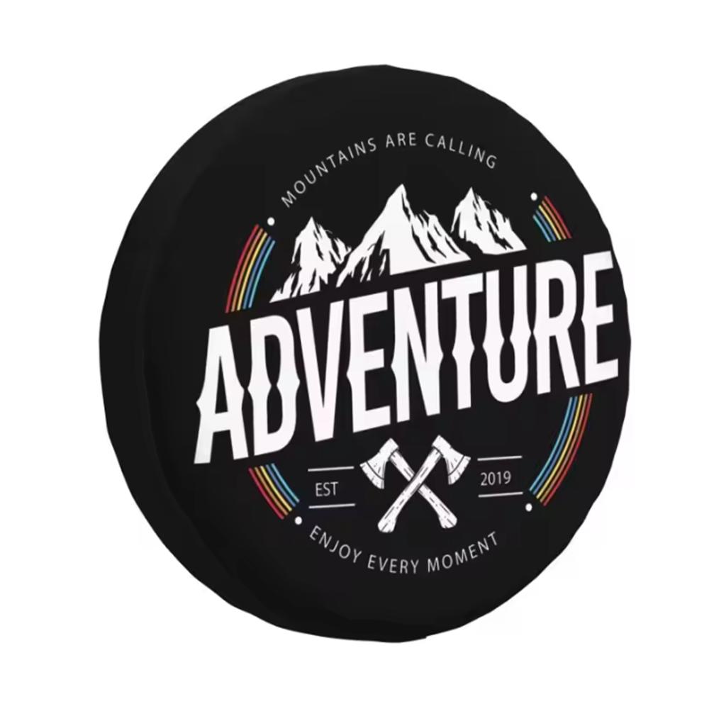 1Pcs Car PU Leather Spare Tire Cover Go Wild Adventure Campfire For Toyota Honda Suzuki Jimny Jeep Wheel Protectors Accessories