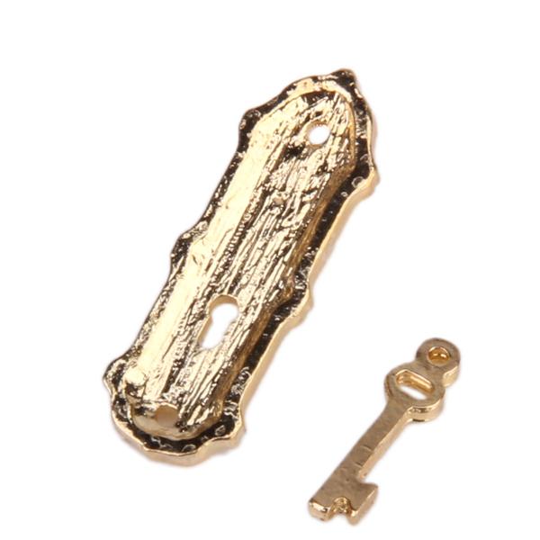 Miniature Vintage Door Lock with Keys And Hinge for 1/12 Dollhouse Furniture