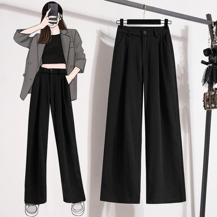 

Solid Soft Trousers High Waist Wide Leg Pants Plus Size Women 5XL Elastic Loose Casual Basic Long Pants 5XL чорний