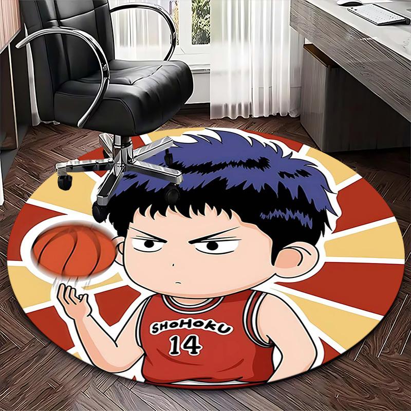 1pc Slam Dunk Anime Design Shohoku 14 Chair Mat - Office Desk Pad, Round Carpet for Home Decor