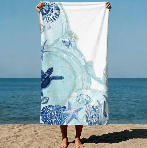 Summer Boho Style Towel Abstract Fish Vibrant Colors Geometric Patterns And Layered Modern Graphic Design Art Style Beach Towel