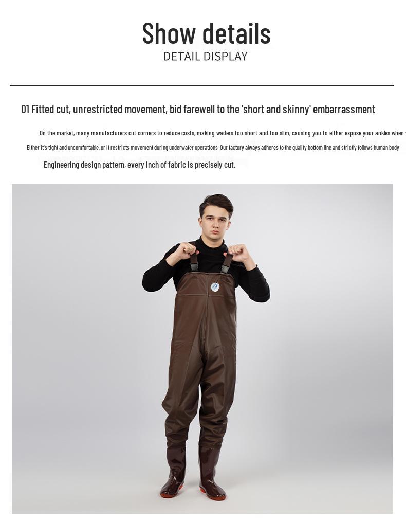 Eco-Friendly One-Piece Fishing Waders with Boots - Full Body Waterproof Pants