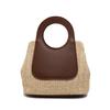 2025 summer retro contrasting color splicing straw bag large capacity hand-woven bag simple and fashionable shoulder handbag