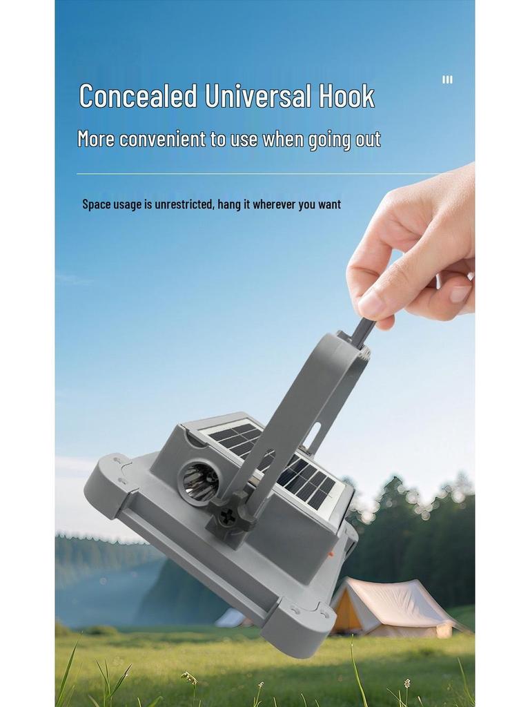 Ultra-Bright Solar Rechargeable Waterproof Portable Floodlight for Outdoor Camping and Night Market Emergencies