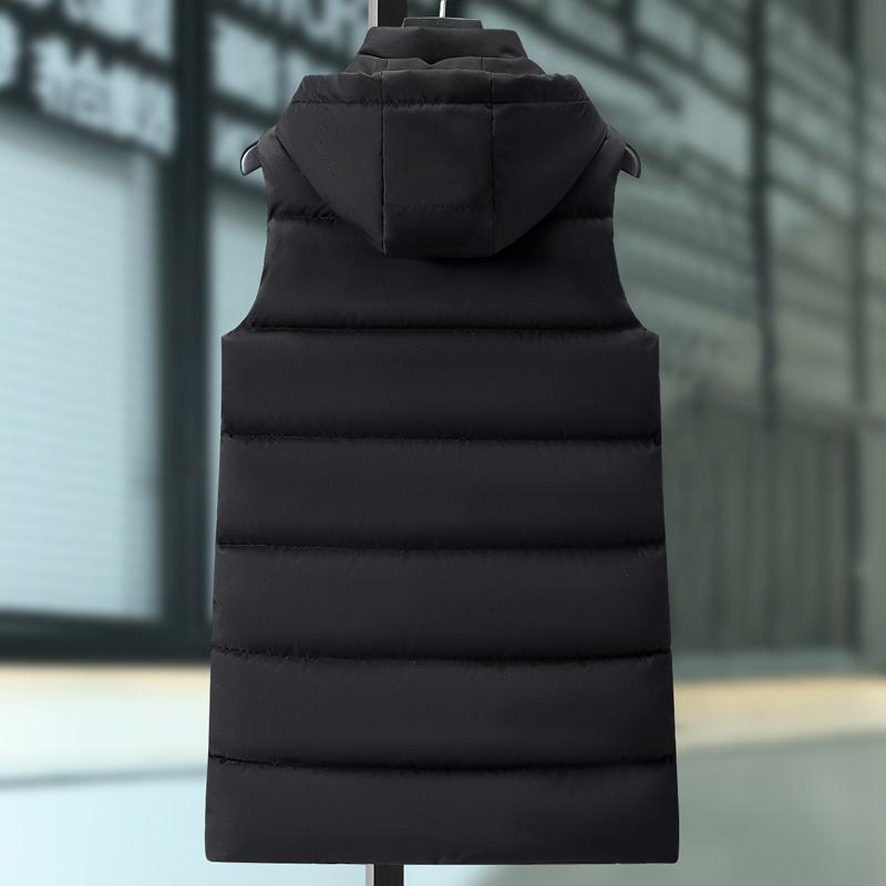 Fashion Winter Sleeveless Parkas Man Long Vest Hooded Plus Size Casual Thick Warm Outerwear Men Jackets