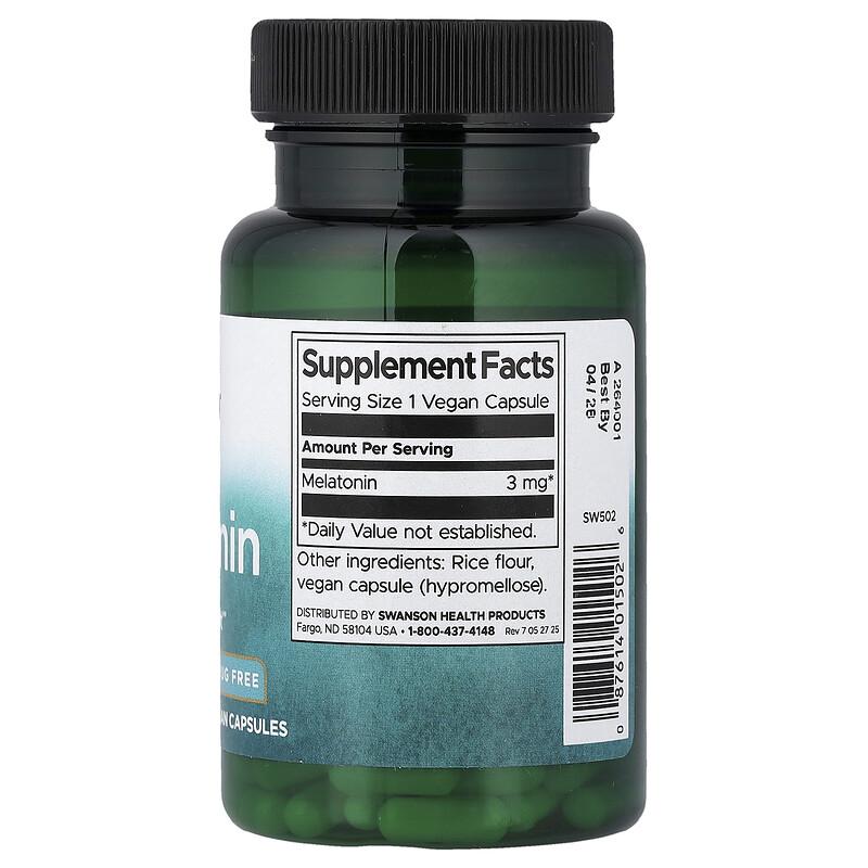 Melatonin, 3 mg, 120 Vegan Capsules