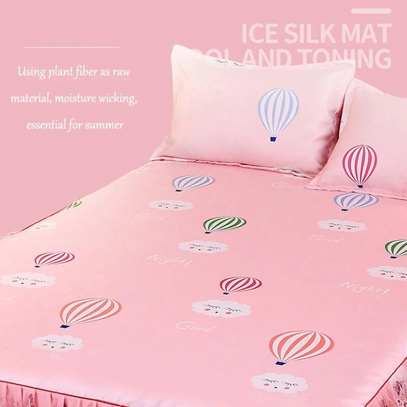 Summer Cool Mat Bed Skirt Princess Style Cute Bed Sheets Embroidered Sheets Fitted Bed Sheet Bedspreads Ice Mat Home Textiles