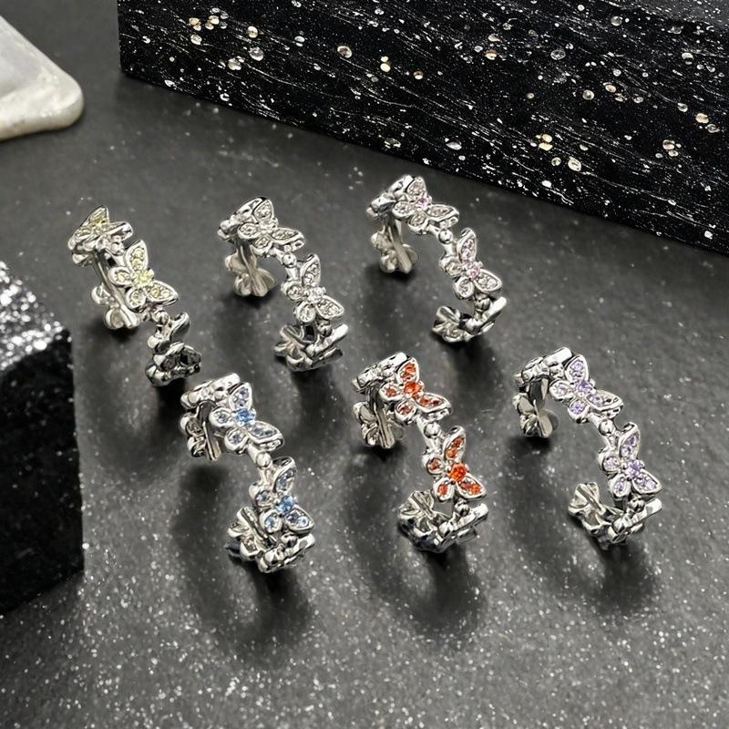 New Super Fairy Flash Diamond Colored Butterfly Zir*****Pen Ring Niche High-End Light Luxury Accessories
