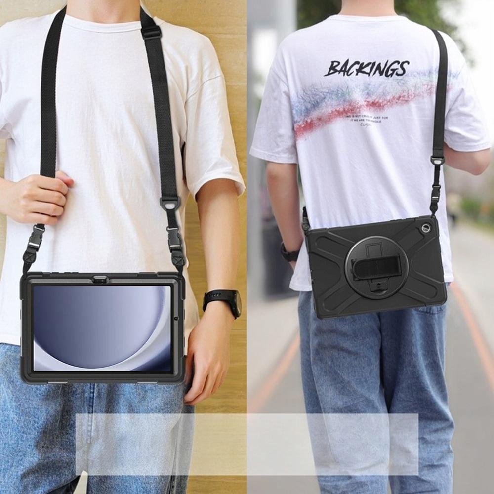 Armor Case with Handle and Strap for Samsung Galaxy Tab A9 Plus 11 (Black)