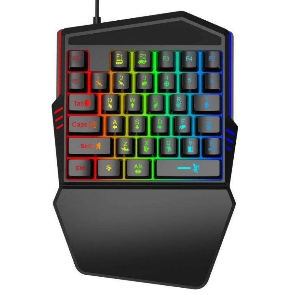 One-handed Keyboard Colorful Mechanical 35 Keys with Mobile Phone Throne PUBG Handle Mobile Game Chicken Eating Artifact
