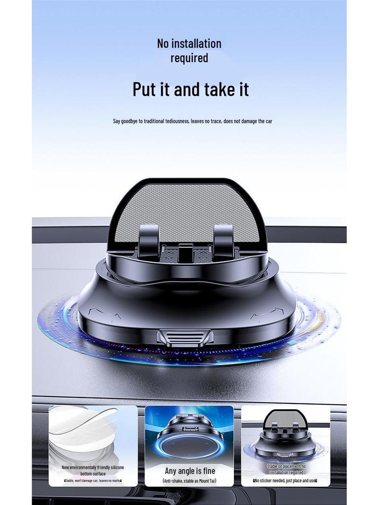 Car Phone Holder & Temporary Parking Number Plate - Rotatable, Non-Slip, Multi-Functional Console Mount