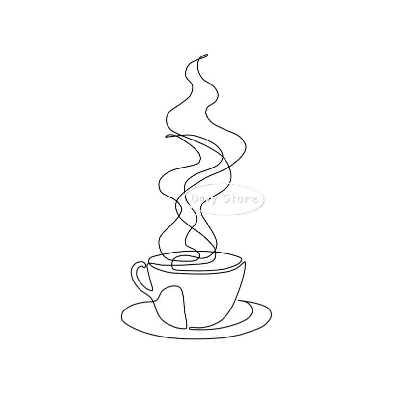 Coffee Shop Coffee Bar Line Art Sign Minimalist Posters and Prints Canvas Painting Wall Art Picture for Cafe Kitchen Home Decor