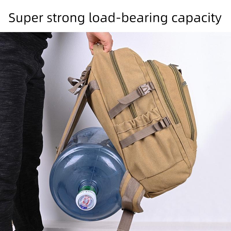 Waist Support Extra Durable 50L Canvas Backpack Men's Large-Capacity Outdoor Backpack Durable Travel Pack