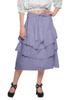 Moomaya Solid Cotton Skirts For Women Knee Length With Lace Belt Ruffle