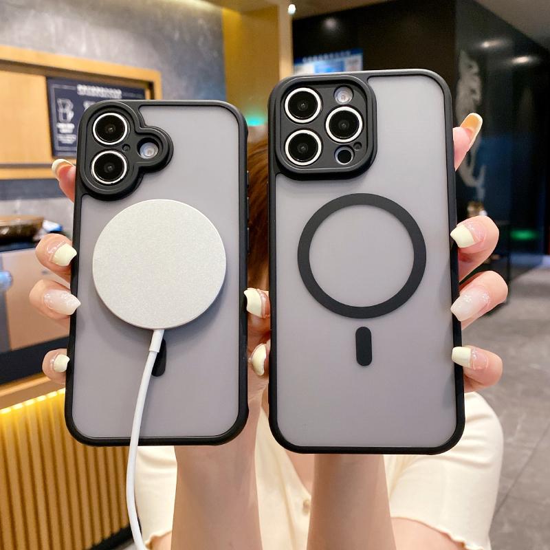For Magsafe Magnetic Wireless Charging Luxury Matte Phone Case For iPhone 16 Pro Max E 14 11 12 13 15 Pro Max Plus Bumper Cover