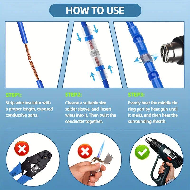 Heat Shrink Solder Ring Wire Connectors: 320-860 pcs Butt Splice Kit