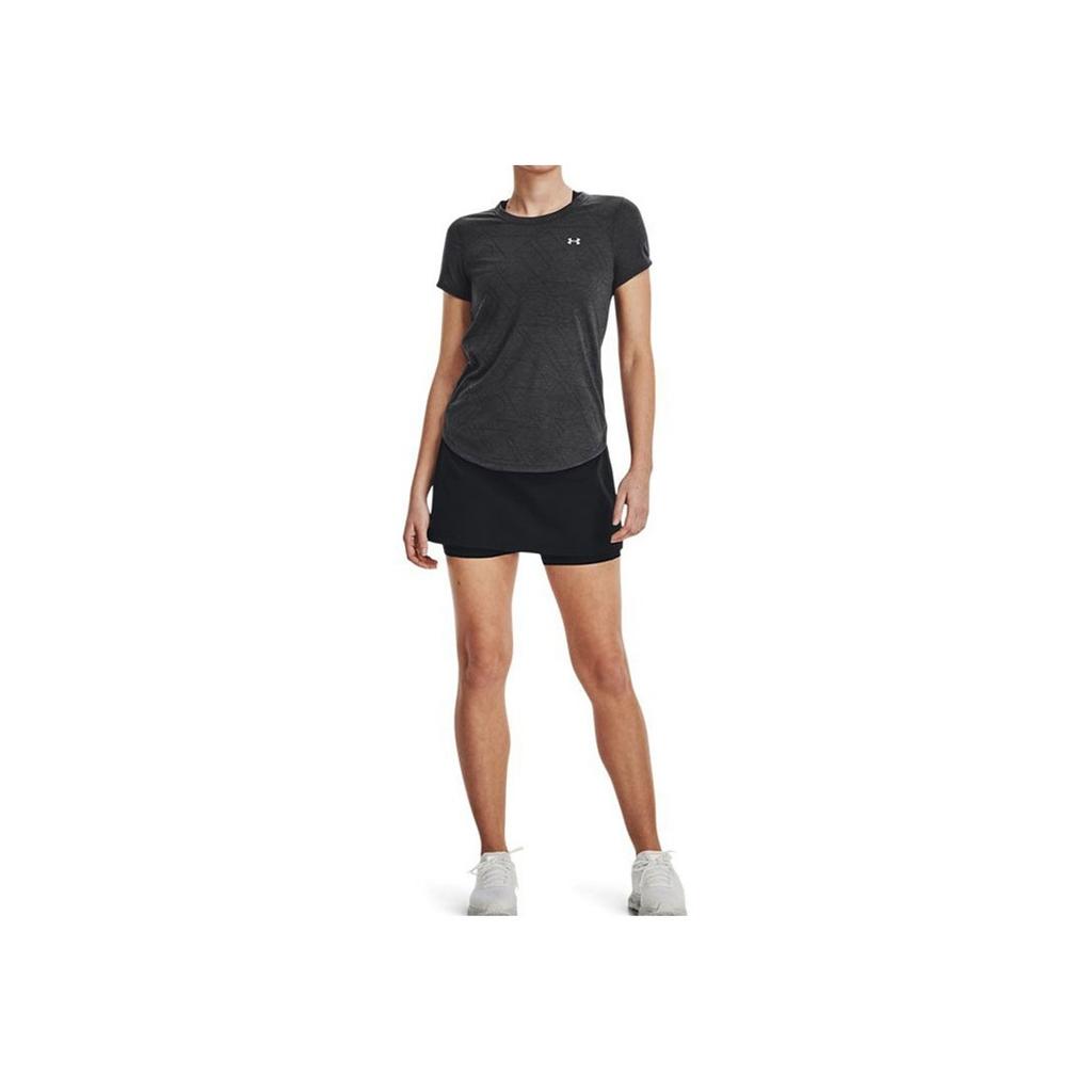Under Armour UA Series Speedpocket Trail Solid Color Elastic Waist A-Line Comfortable Sports Casual Skirt Women Skirts Black 1369793-001