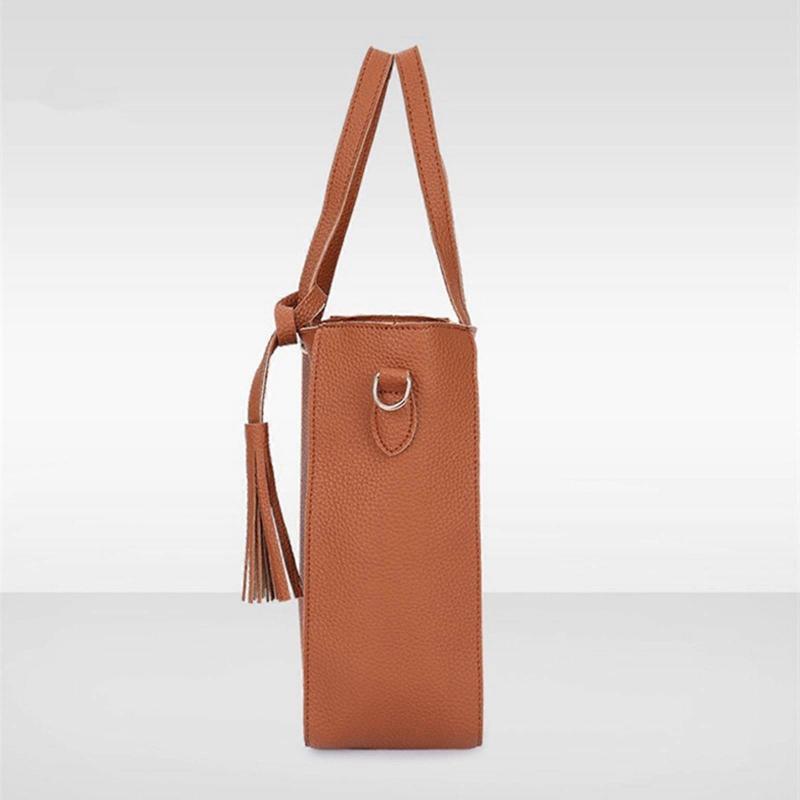 Elegant 4Pcs Women's PU Leather Shoulder Bag Set Crossbody Purse Shoulder Bag Card Holder Casual Handbag Red
