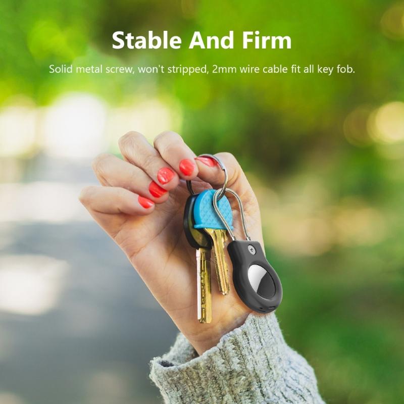 Antitheft Protective Case With Reinforced Steel Cable Lock Secure Holder For Luggage Tracking Device Keychain Accessory