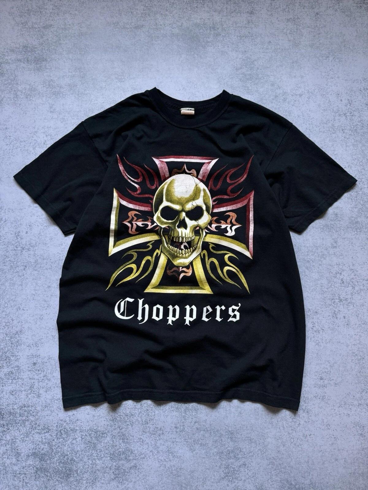

Vintage West Coast Choppers Crazy Skull Cross T-shirt Mens Size L Biker USA Y2K L