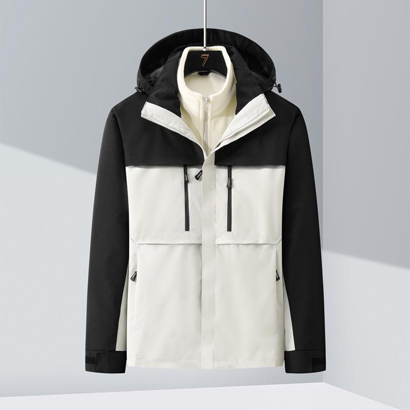 Three-in-One Outdoor Jacket: Fleece Liner, Waterproof, Windproof, Custom Logo
