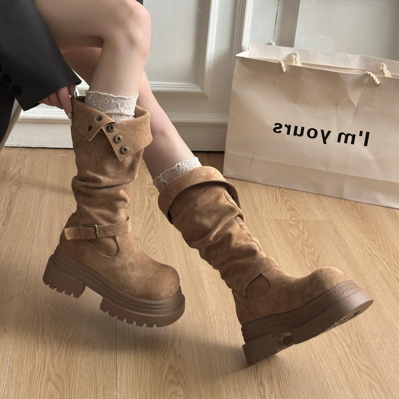 

Men Women Winter Boots Platform Knight Long Western Cowboy Tube Square Heel Retro Style 52411 Warm Protection for Cold Weather Conditions 40