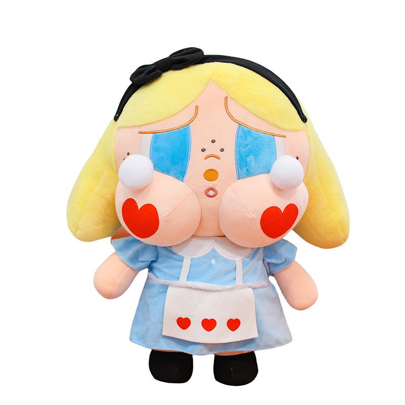 New Sunflower Crying Baby Plush Toy Cute Apron Maid Outfit Crying Baby Doll Sleeping Throw Pillow
