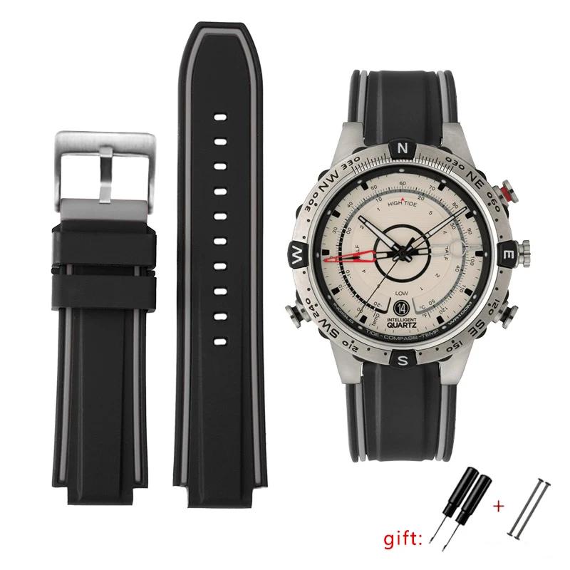 Silicone wristband For Timex E-tide Compass T2n720 T2n721 Tw2t76300 Tw2t76500 T45601 Rubber Men Watchband Sports Strap free tool