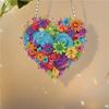 5D DIY Diamantmalerei Anhänger Herz Blume Acryl Diamantmalerei Heimdeko Rund Einseitig für Garten Fensterdeko