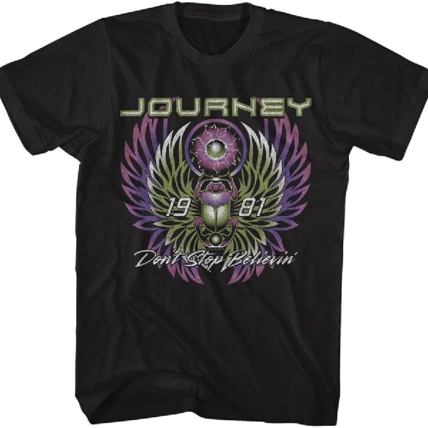 

Journey Don t Stop Believin 1981 Adult Black Short Sleeve T-Shirt 80s Music Vintage Style Graphic Tees XXXXXL чорний