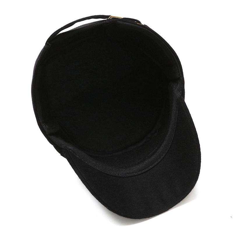 Woolen Ear Protection Peaked Cap, Letter Fashion, Warm and Cold-proof, Flat Top Middle-aged and Elderly Peaked Cap, Autumn and Winter Models