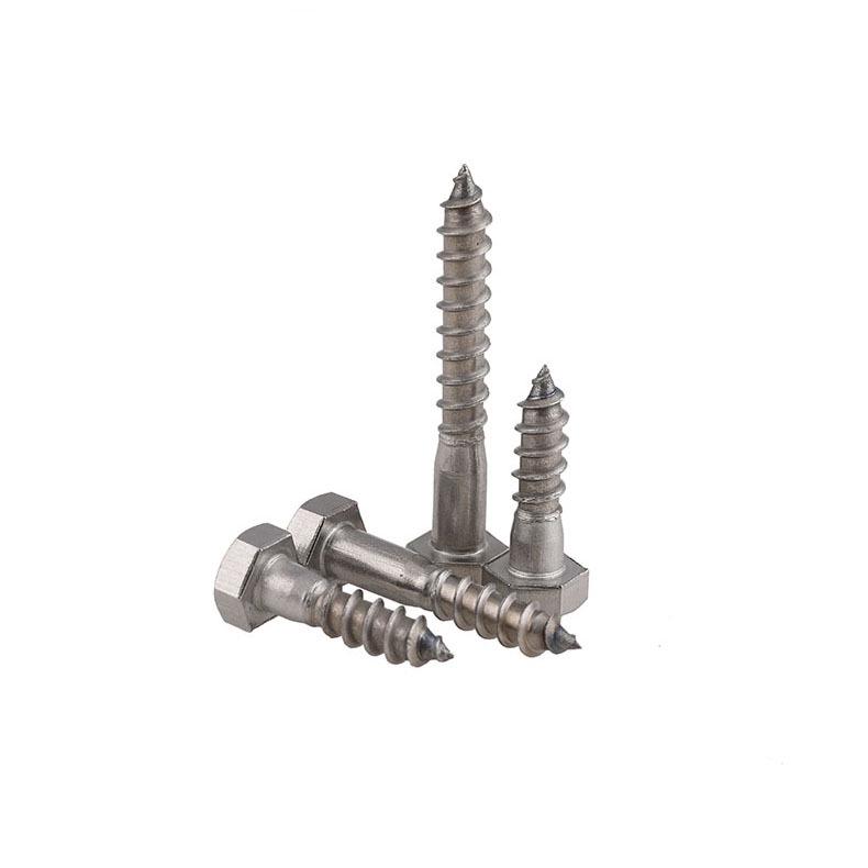 Stainless Steel Hex Self-Tapping Wood Screw, Half-Thread, M6/M8/M10 Bolt