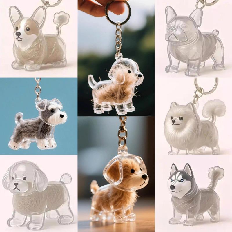 1pc 3D Cat Hair Dog Hair Transparent Storage Box - Keychain Backpack Pendant Pet Cat Kitten Shaped Commemorative Charm Hairball Container