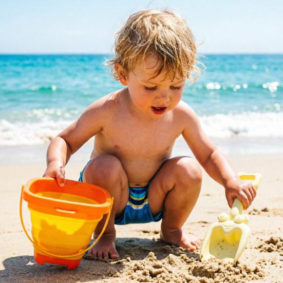 Kids Collapsible Beach Bucket Set with Sand Toys Portable Sand Digging Bucket Shovel Beach Sand Play Tool for Outdoor Play