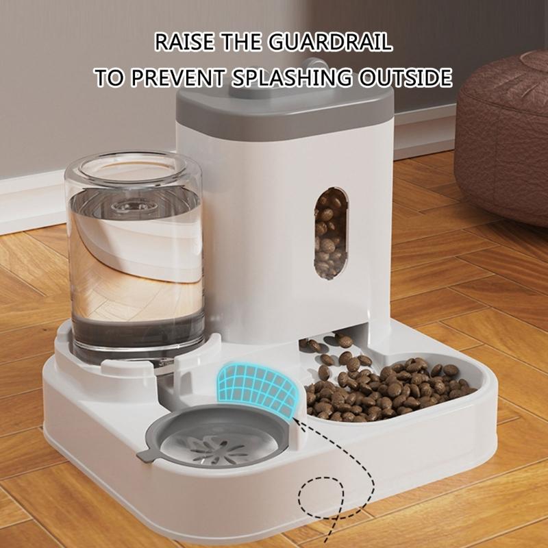 2 in 1 Practical Dog Water Food Bowl Water Dispenser for Pet Cats Lovely Dog Feeder Large Capacity Food Container Bowl
