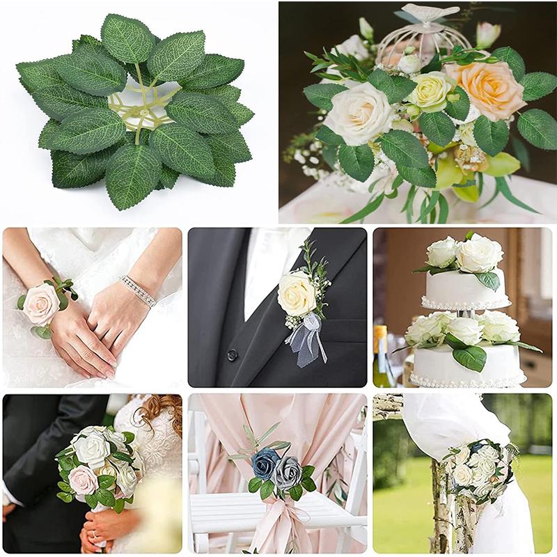 10/20/50 Stück/Los 6 Blätter/Stück Grünes Künstliches Blatt Blume Für Hochzeit Heimdekoration Laub DIY Scrapbooking Handwerk Kunstblume