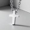 Small Cross Pendant Necklace For Women Men Stainless Steel Smooth Religious Christian Prayer Jewelry Gifts